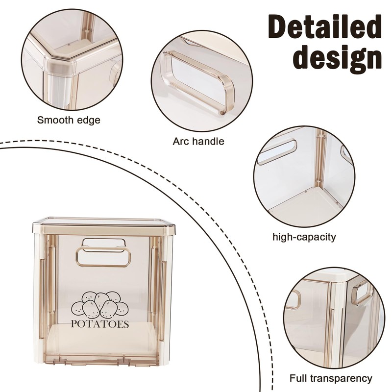 Xbopetda Potato Storage Bin With Lid and Handle - Stackable