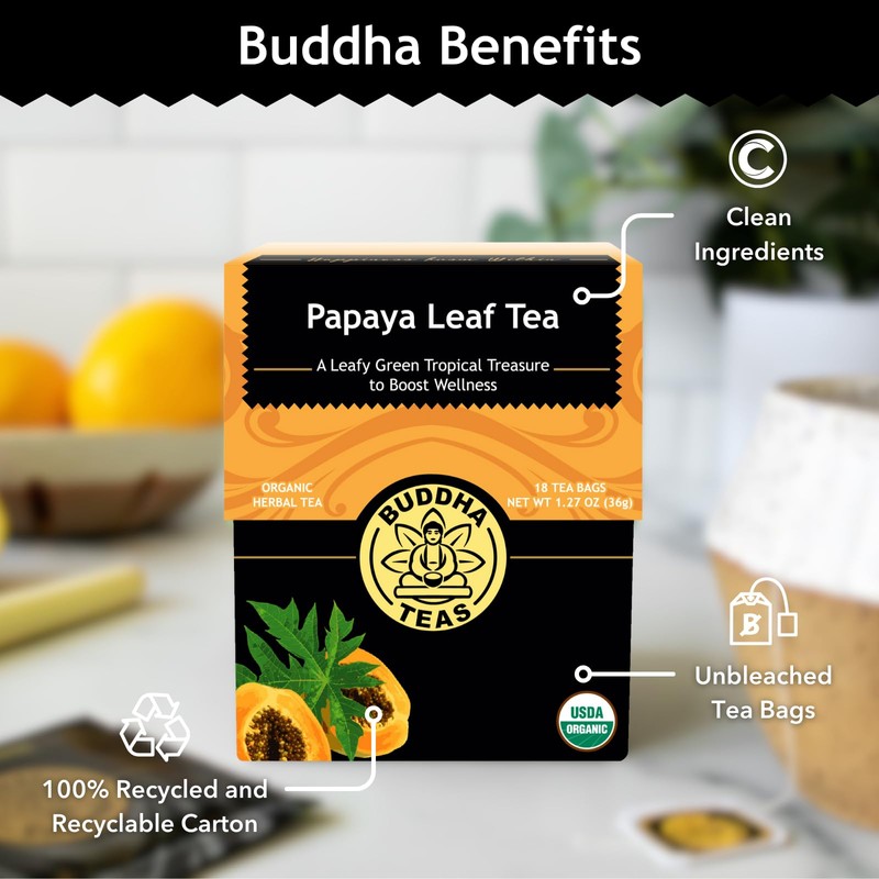 Buddha Teas Organic Papaya Leaf Tea - OU Kosher, USDA