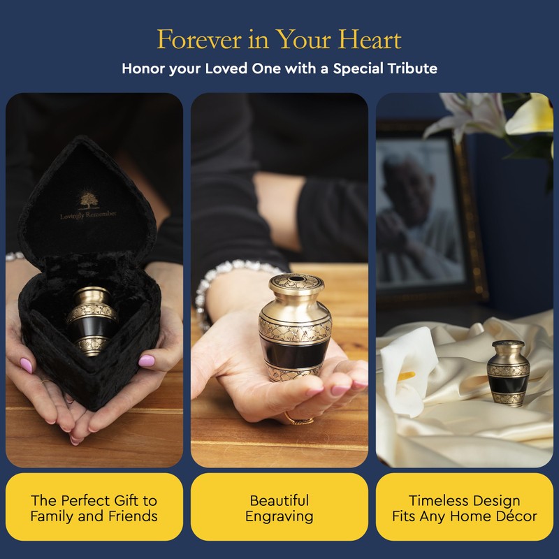 Mini Urns for Human Ashes Keepsake – Gold Brass and