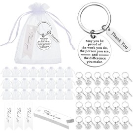24 Pcs Employee Appreciation Gifts Thank You Gifts Graduation White Organza Bags with Thank You Cards for Coworker Office Nurse Day Teacher, White, Medium