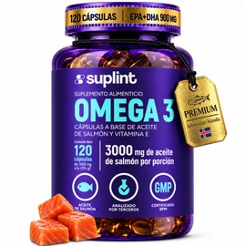 Omega 3 Aceite de Salmón 3000mg por Porción 540mg EPA 360mg DHA 120 Cáps