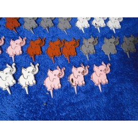 Wilton New Vintage Elephant party picks, pack of 24, great for cakes, cupcakes, bento