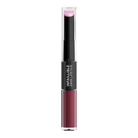 L'Oréal Paris, Infallible 24hr Lipstick, labial de larga duración de dos pasos: líquido y balsamo, Tono 215 Wine O Clock