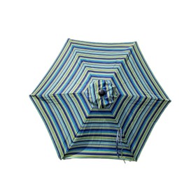 Sun Fiesta 7.5 Foot Crank and Tilt Market Umbrella Blue Green Olive White Striped
