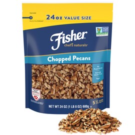 Fisher Chef's Naturals Unsalted Chopped Pecans 24 oz Resealable Bag, Unsalted Raw Nuts for Cooking, Baking & Snacking, Healthy Snacks for Adults, Vegan Protein, Keto Snack, Gluten Free Chopped Pecan