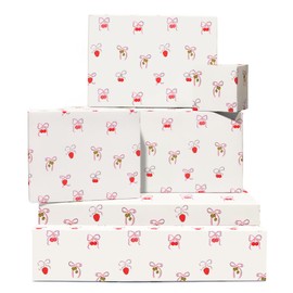 Bow Wrapping Paper - 6 Sheets Of Gift Wrap - Bows With Strawberry Cherry Olive - Girl Wrapping Paper For Birthday Hen Do Anniversary - Recyclable - By Central 23