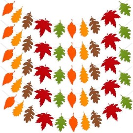 Yaopelky Fall Felt Garland Thanksgiving Decorations Hanging Banner Decor for Home Autumn Fall Holiday Decoration Harvest Party Supplies (5Pcs Fall Leaf)