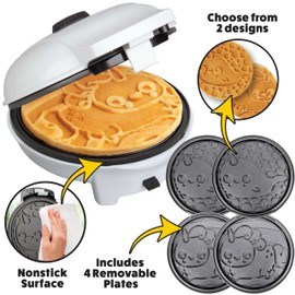 Giant 8" Pancake and Waffle Maker w 4 Removable Plates- Makes Large Unicorn or Narwhal Pancakes that Makes Kid's Breakfast Fun- Non-Stick Waffler Griddle w Adjustable Temperature- Xmas Holiday Gift