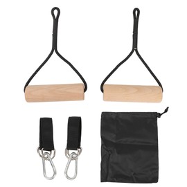 Wooden Gymnastic Rings Portable Pull Up Handles Arm Strength Trainer with Storage Bag for Outdoor Home Gym