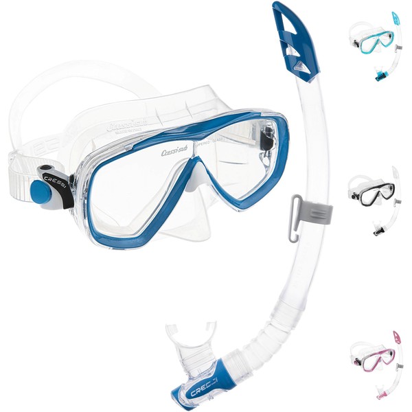 Cressi Estrella + Gamma Combo Set Unisex Adult Diving Mask and Snorkel Set, Transparent/Blue, One Size