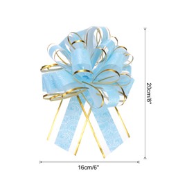 sourcing map 20pcs 6 Inch Large Pull Bow Gift Wrapping Bows Ribbon Organza Light Blue for Wedding Baskets Presents Christmas Valentine's Day Party