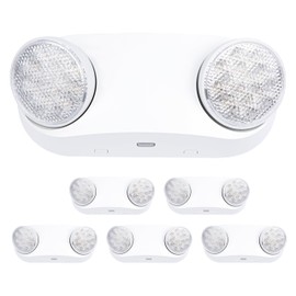 Gruenlich LED Emergency Light with Battery Backup, Two Bug Eye Heads Adjustable Emergency Lighting, US Standard, AC 120-277V, Hardwired Commercial Emergency Light Fixtures for Business, 6-Pack