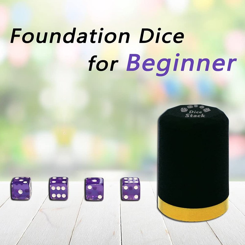 MEISHUNUK Dice Stacking Cup(Black) Set with 4 Pcs 19mm(Puple) and
