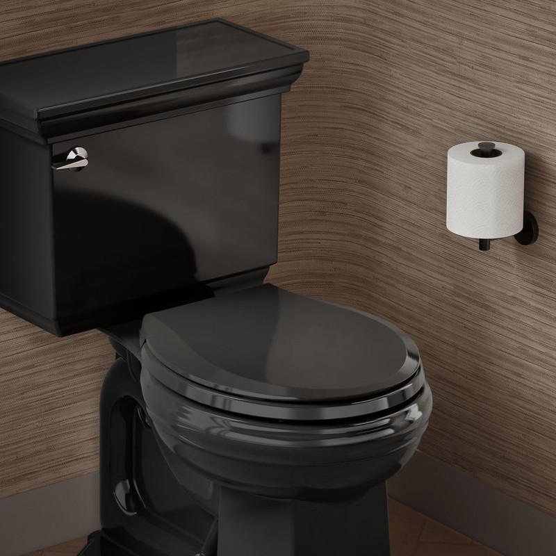 KOHLER 4639-RL-7 Cachet ReadyLatch Round Toilet Seat Soft Close, Black
