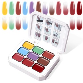 U-Shinein Gradient Painting Gel, 9 Colors Ombre Gel Nail Polish for Ombre Nails Aura Nails, French Manicure DIY Nail Art,Palette A