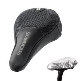 ROCKBROS Inflatable Saddle Cover Bicycle Padded Made of Comfortable Memory Foam and Gel, Saddle Pad Bicycle with Cover Waterproof for MTB, Gravel Bike, Road Bike