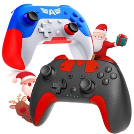 Pedroshaw 2 Pack Wireless Controller Compatible With Switch/Lite/OLED/PC, Small Pro Controller With 6-Axis Gyro, Programe, Dual Vibration, Turbo, Share - Gift for Kids