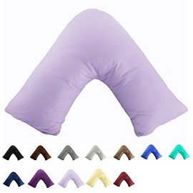 Gyulin 100% Cotton 300TC Soild Envelope Style V Shaped/Tri/Boomerang Standard Pillow Case Cushion Cover Only Cover No Insert (Light Purple)