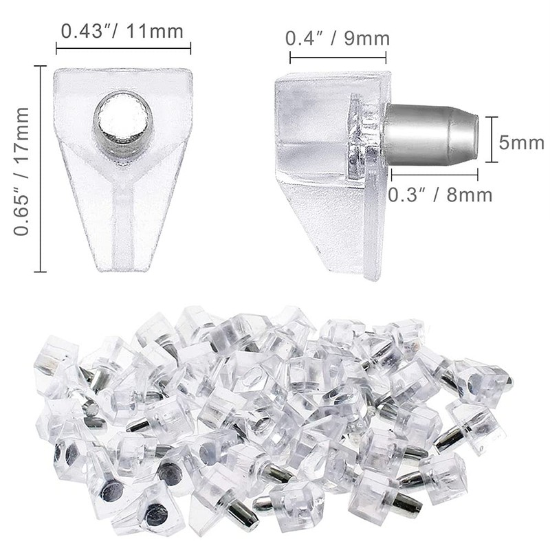 5mm Clear Shelf Support Pegs, Cabinet Shelf Pegs, Heavy Duty