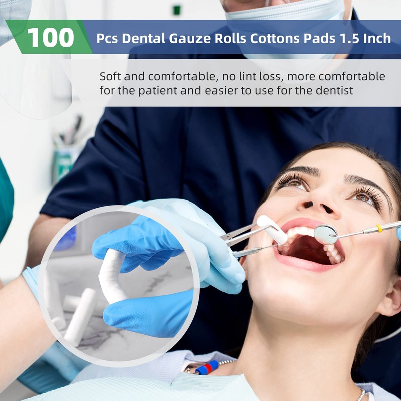 Annhua 100 PCS Cotton Rolls Dental Gauze Cotton Rolls Non-Sterile,