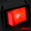 Heschen Rocker Switch ON-Off DPST 4 Terminals Red Light 16A
