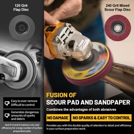 Sbestily 10Pcs 120 & 240 Grit Scour Flap Disc 4 1/2 Inch Coarse Polishing Grinding Wheel for Metal Stainless Steel Angle Grinder Scouring Pads Scuff Sanding Discs Paint Rust Remover