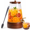 Glass Drink Dispenser with Spigot, 1.72 Gallon, Acacia Wood Stand
