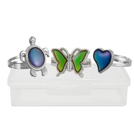 LUBINGSHINE 3Pcs Mood Ring Adjustable Size Butterfly Heart Turtle Color Changing Ring Set Ring Jewelry Birthday Gift (Turtle B)