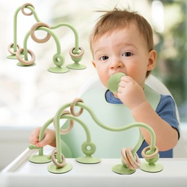 AiTuiTui Beißring Baby Spielzeug, Eignung Baby Spielzeug Ab 3 Monate, Baby Beißspielzeug Relief mit sensorischen Spielzeug Texturen für Babys & Kleinkinder 0-2+ Jahre, Grün