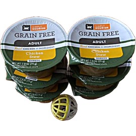 SIMPLY NOURISH Adult Cat Food Shreds 6-2.8 Ounce Cups (Chicken Stew (Shreds) Plus Cat Toy Will vary.