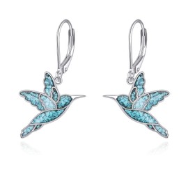 DAYLINLOVE Animal Earrings 925 Sterling Silver Hummingbird/Phoenix Earrings Turquoise Jewellery Gifts for Women (Hummingbird)