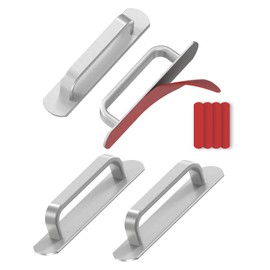 Anobeyi 5.7 Inch Self-Adhesive Cabinet Handle, Aluminum Stick-On Sliding Barn Door Pull for Closet, Kitchen Cupboard, Drawer, Window, Glass Door - No Drill Peel and Stick Pull Handle (4, Silver)