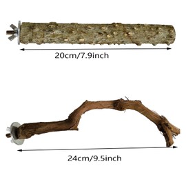 Allazone 5 PCS Natural Wooden Parrot Stand Bird Perch Stand Grape Stick Hanging Multi Branch Perch for Parrots, Bird Cage Accessories