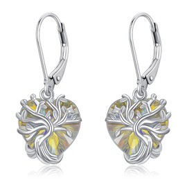 Heart Earrings for Women 925 Sterling Silver Heart Stud Earrings Heart Earrings 12 Birthstone Earrings for Women Austrian Crystal Earrings Christmas Earrings, Sterling Silver, Crystal