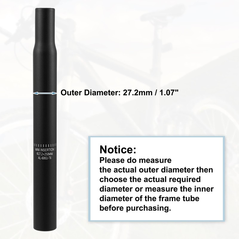 X AUTOHAUX 27.2x250mm Bicycle Seat Post Aluminum for MTB Mountain