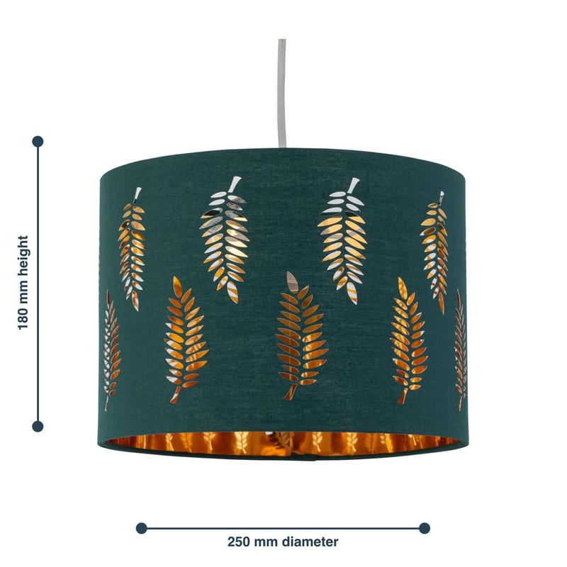 firstchoicelighting Dark Green Pendant Shade, Easy Fit Ceiling Lightshade, Fern