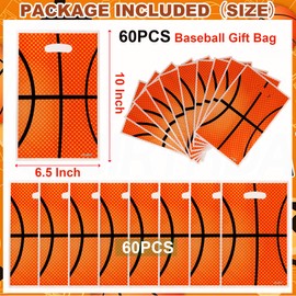 HEPAPATE 60Pcs Basketball Treat Candy Bags,Basketball Goodie Bags,Basketball Party Favors Bags Basketball Theme Gift Bags for Kids Birthday Party Decorations, Basketball Themed Party Supplies