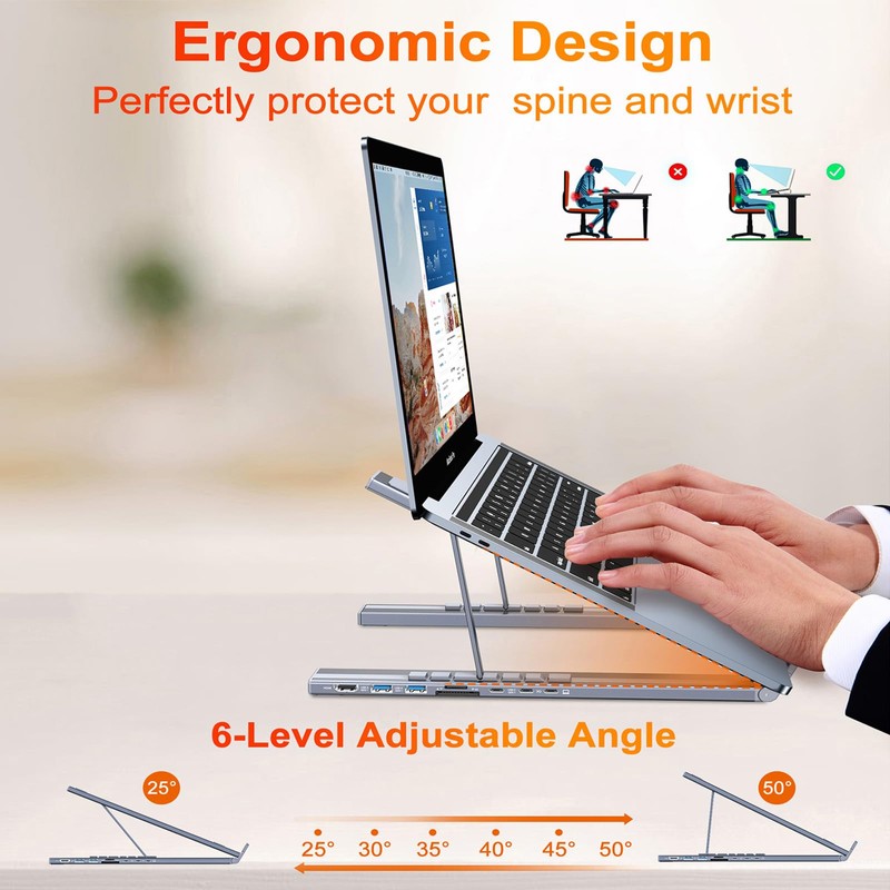 SZZCNOX USB-C Docking Station Laptop Stand, 8-in-1 USB C Hub