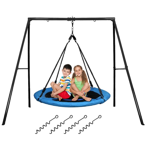 Trekassy 440lbs Swing Set for Backyard, 40" Saucer Swing with Frame for Kids Outdoor, Outdoor Play Equipment