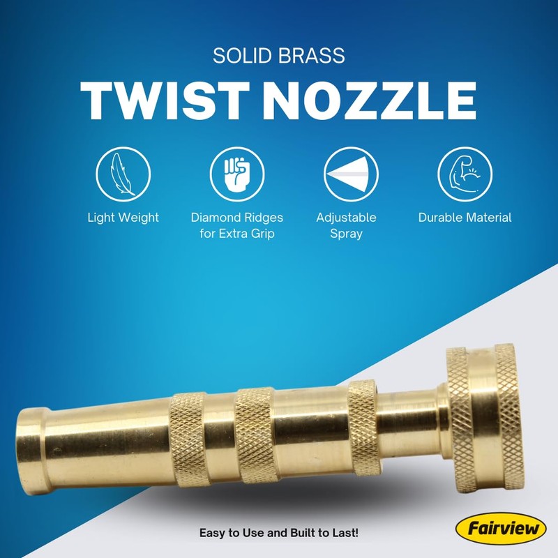 Heavy Duty, Solid Brass, 4" Adjustable Twist Water Nozzle