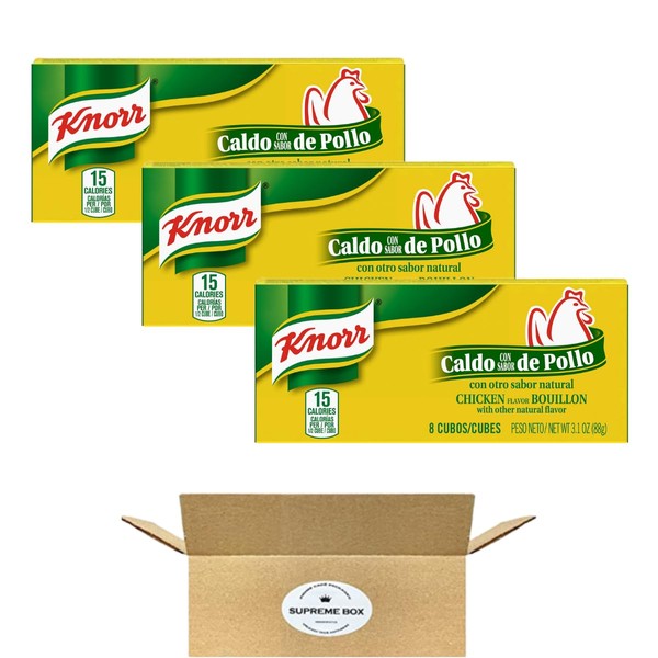 Knorr - Chicken Cube Bouillon - 8 Count 3.10 oz - Pack of 3 (9.3 oz in total)
