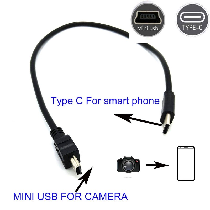 GuangMaoBo OTG Data Cable Type-C to Mini USB Camera