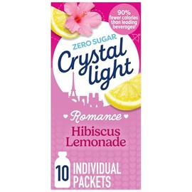 Crystal Light Drink Mix, 10 Individual Packets, Hydration for Book Lovers and Romance Readers, Hibiscus Lemonade Natural Flavor with Other Natural Flavor, Zero Sugar, No Artificial Dyes, 0.14 oz