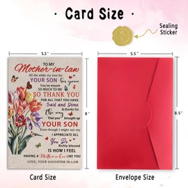 LiuuLi Mother's Day Card for Mother in Law,Funny Mother-In-Law Mother's Day Gifts,Lovely Mothers Day Card from Son and Daughter in Law