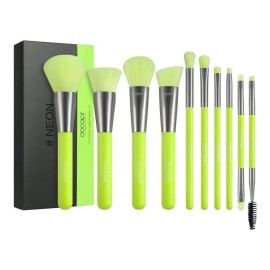 Docolor N1001 Set De 10 Brochas De Maquillaje Neón Verde
