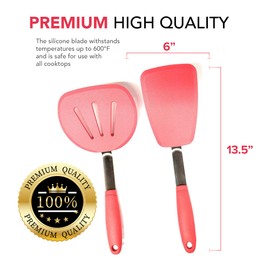 Espátula grande de silicona resistente al calor y espátula ancha flexible con mango de nailon, juego de 2