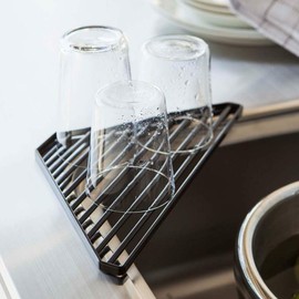 Yamazaki Home Corner Sink Steel | Drainer Tray, Alloy, Black, One Size