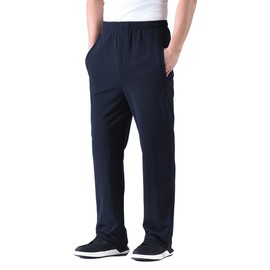 Zoulee Men's Casual Cotton Jogger Sweatpants Zipper Front Pants Thick Black M