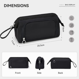 KALIDI Travel Cosmetic Bag Large Makeup Bag Toiletry Bag Make Up Bag with Compartments Wide Open Makeup Bag for Women Accessories Brushes, black, Fashion