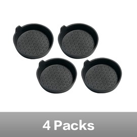 Banseko 4 Pack Silicone Car Cup Holder Coasters, Universal Removable Vehicle Cup Holder Coasters for Most Cars, Trucks (Black)